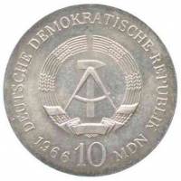 () Монета Германия (ГДР) 1966 год 10 марок ""  Биметалл (Серебро - Ниобиум)  UNC